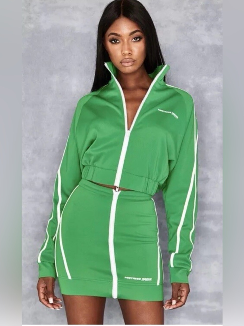 Mistress Rocks Green Cropped Zip Front Track jacket size L